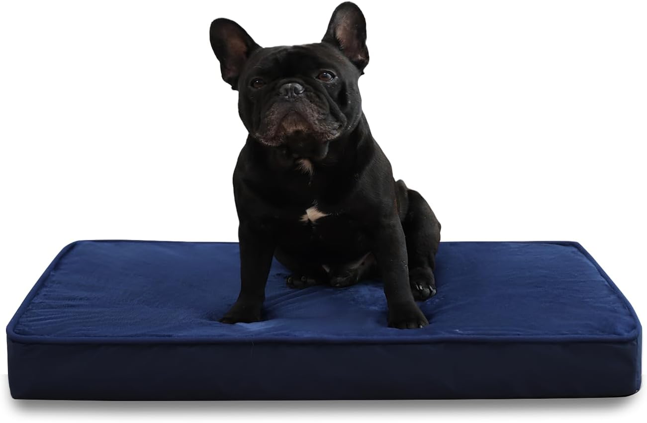 Jaspuriea Large Orthopedic Dog Beds Large Washable with Waterproof Removable Cover, Anti-Slip Large Dog Bed, Deluxe Flannel Comfy Dog Crate Mattress, Grey, 90x60x9cm - Comfort Style