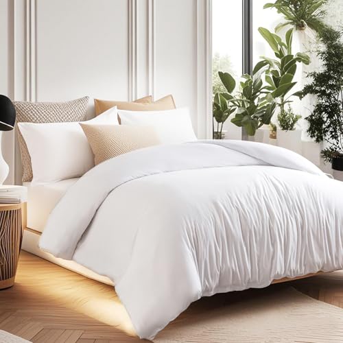 Soifox Duvet Cover Set - Bedding Set Bed with Zipper Closure, Soft Microfiber Duvet Cover with 2 Pillowcases - Comfort Style