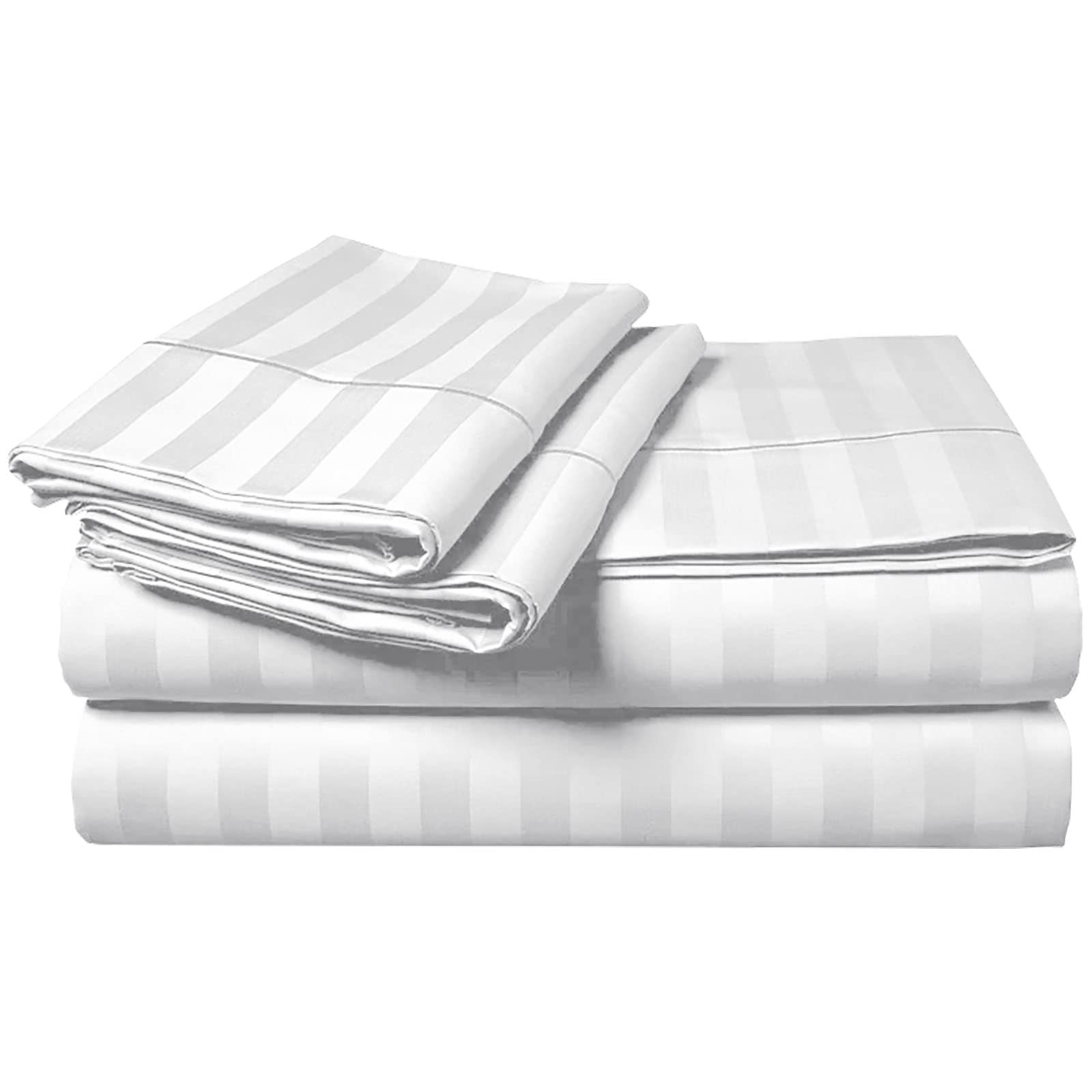 MOONLIGHT20015 Duvet Set Reversible Stripes Satin Double Bedding Set with 2 Pillowcases Soft Hypoallergenic Duvet Cover - Comfort Style