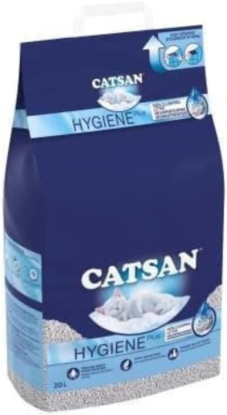 Catsan Hygiene Non-Clumping Cat Litter, 100 Percent Natural, Absorbent, 10 Litre, White - Comfort Style