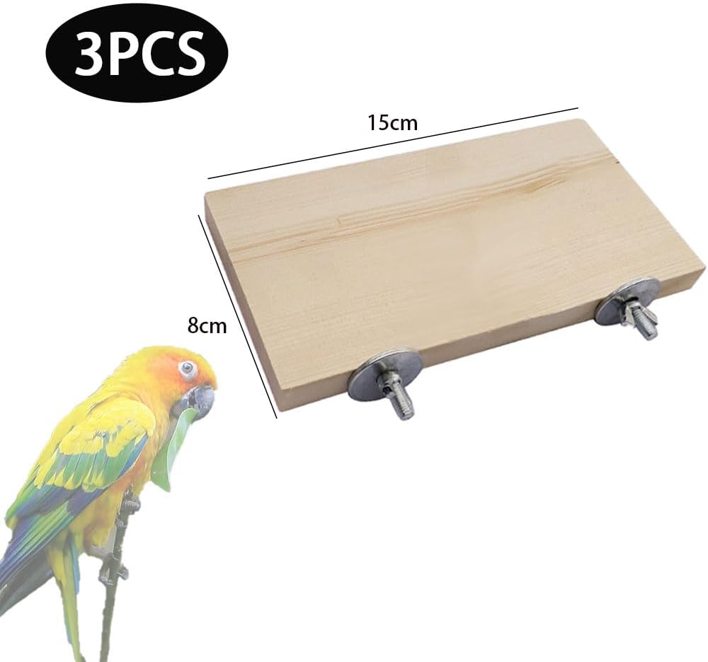 3PCS Bird Platform Flat Wooden Stand Pet Platform Climbing Platform Bird Cage Accessories for Small Animals Parakeets Budgies Chinchilla Hamster Rat Mouse Parrot - Comfort Style