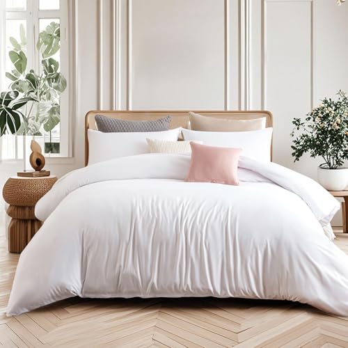 Soifox Duvet Cover Set - Bedding Set Bed with Zipper Closure, Soft Microfiber Duvet Cover with 2 Pillowcases - Comfort Style