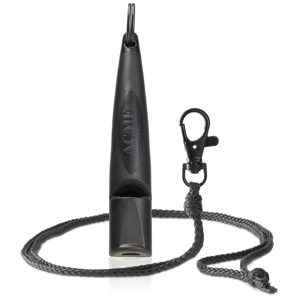 ACME Dog Whistle No. 211.5 (Update 2023) with Free Whistle Band in Matte Black, Alpha, Ideal for Callback, Long Range, Frequency Standardised (Black/DG Orange)