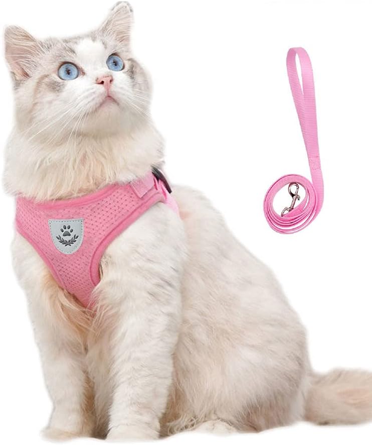 Anlitent Soft Mesh No Pull Cat Harness and Lead Set for Walking, Escape Proof Puppy Kitten Vest Harnesses for Animals Rabbit/Cats Cat Collar XS Under 3lbs - Comfort Style
