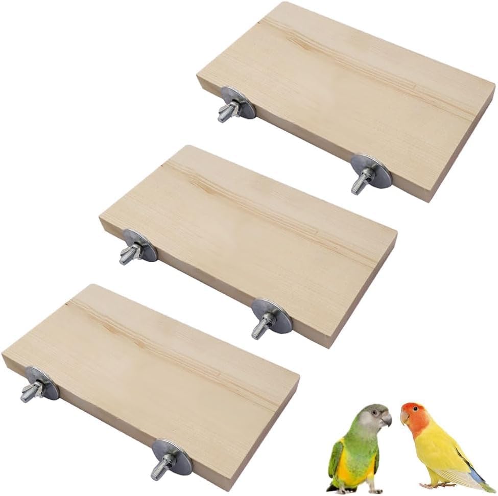 3PCS Bird Platform Flat Wooden Stand Pet Platform Climbing Platform Bird Cage Accessories for Small Animals Parakeets Budgies Chinchilla Hamster Rat Mouse Parrot - Comfort Style
