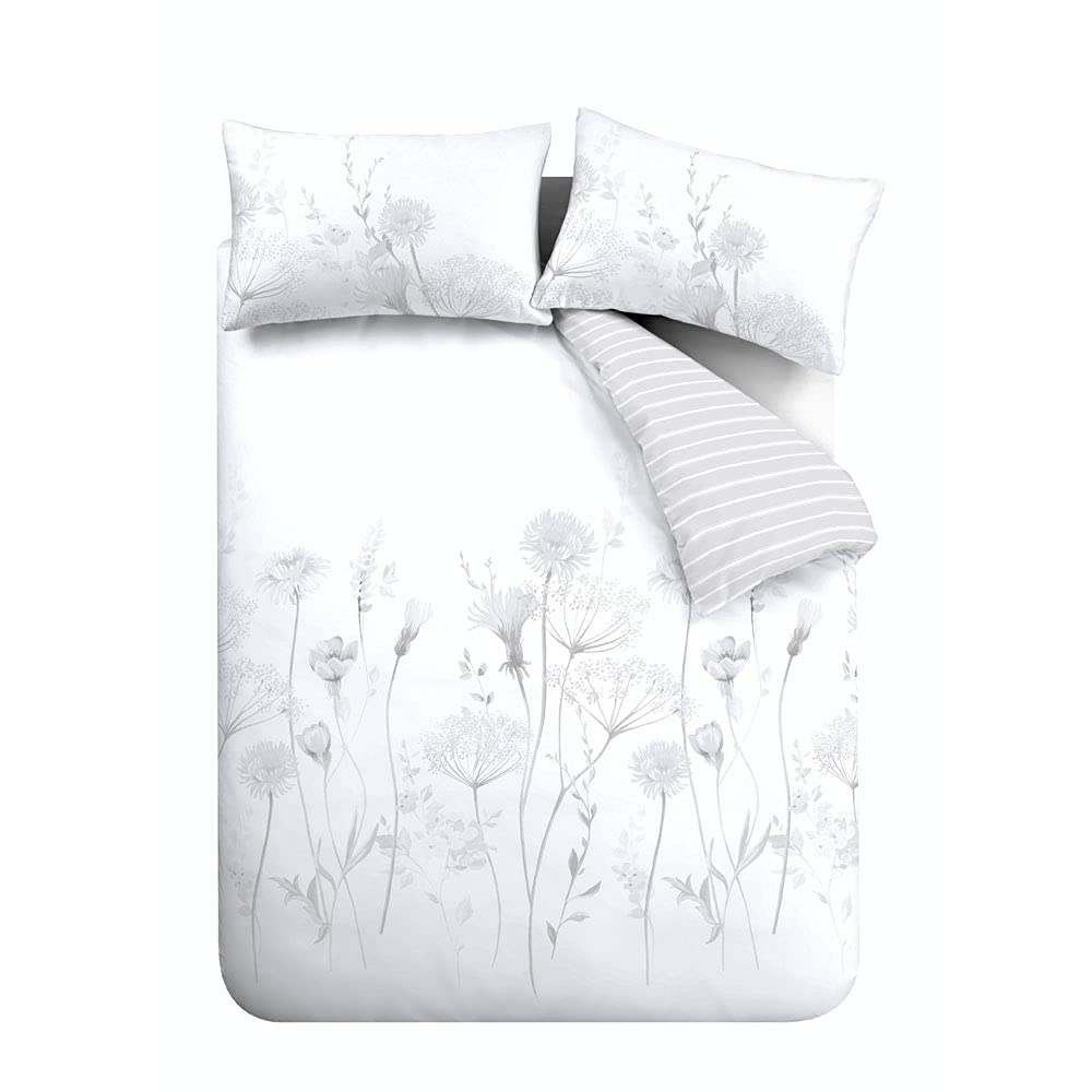 Catherine Lansfield Meadowsweet Floral Reversible Duvet Cover Set with Pillowcase - Comfort Style