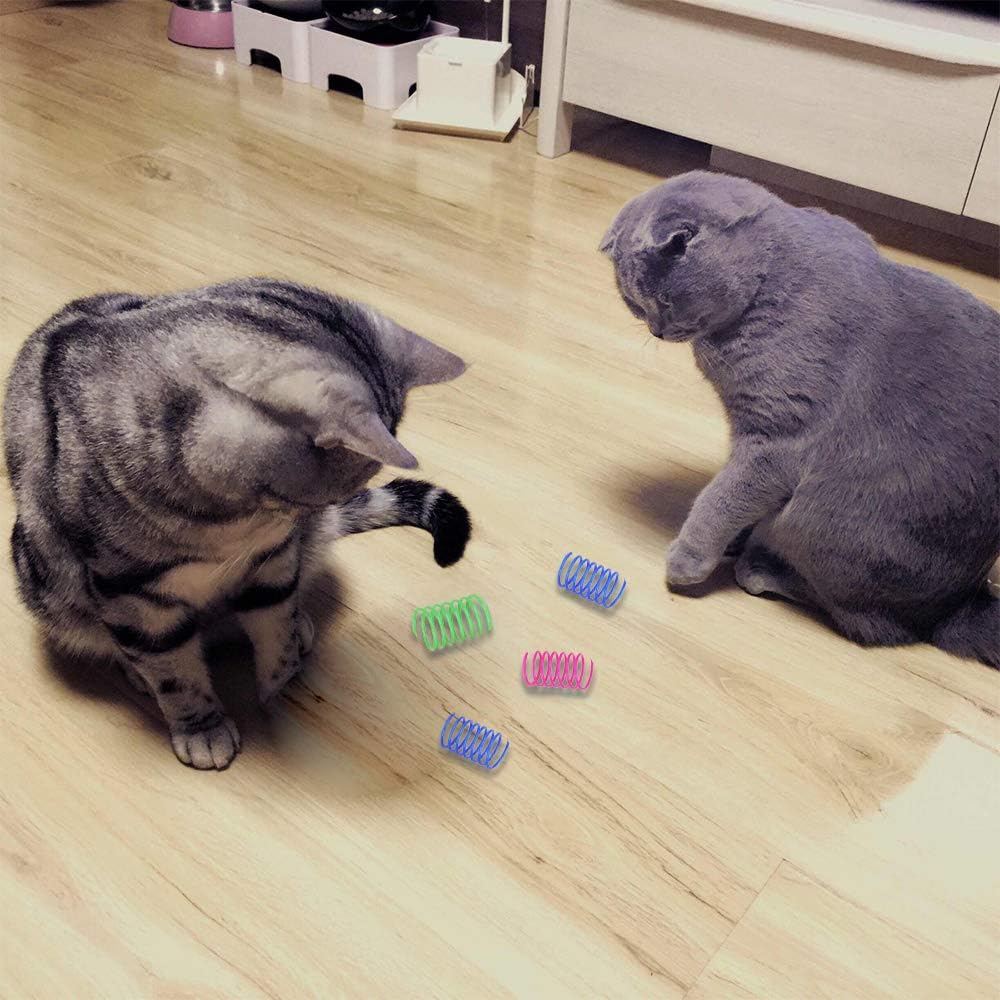 Andiker Cat Spring 12pcs, Cat Interactive Toy to Kill Time and Keep Fit Colorful Creative Toy Durable Soft Cat Activity Toy for Swatting, Biting, Hunting Kitten Toys - Comfort Style