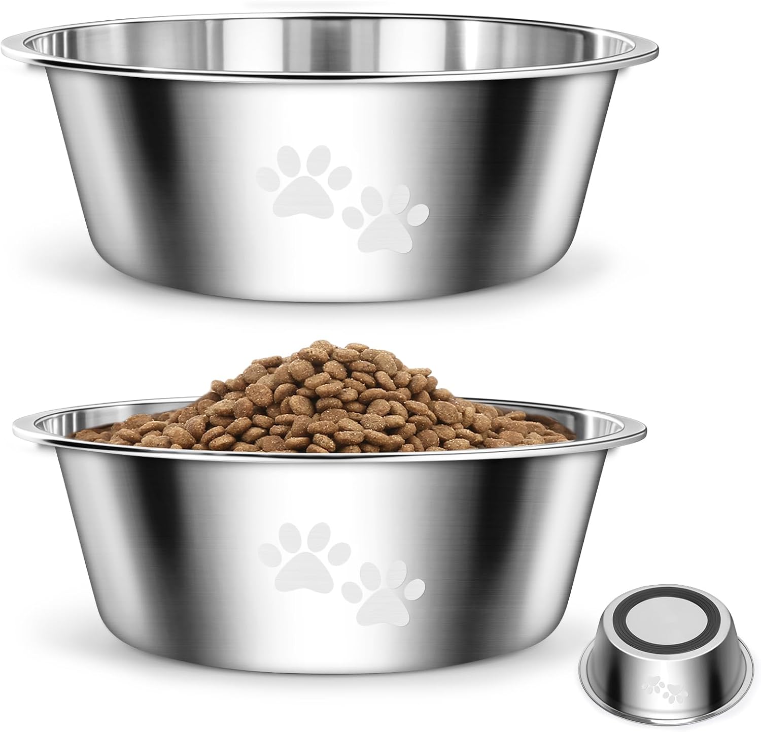 2 Pack Dog Bowls (1560ML), Stainless Steel Dog Bowls with Nonslip Silicone Bottom, Pet Feeding Bowls for Cat, Pups-Food and Water Bowls for Small Medium Large Dogs - Comfort Style