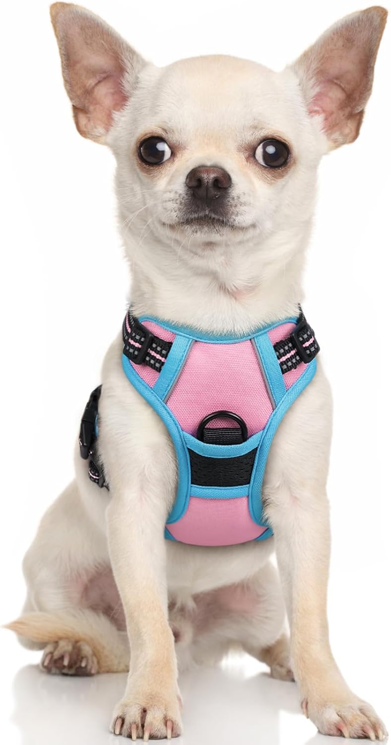 rabbitgoo Dog Harness Large Dog No Pull Pet Harness with 2 Leash Clips, Adjustable Soft Padded Pet Vest, Reflective No-Choke with Easy Control Handle for Training or Walking, Red, L - Comfort Style
