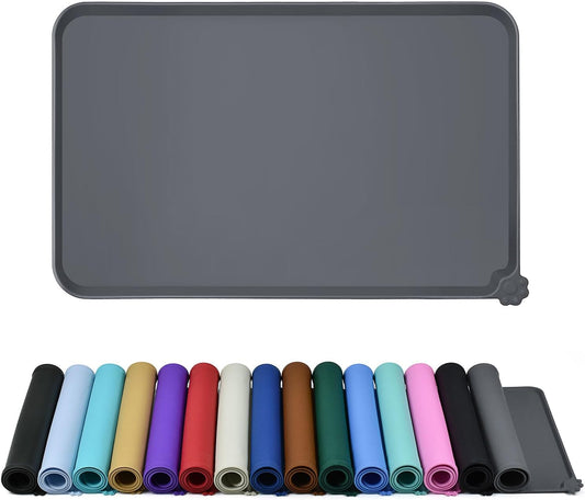 Reopet Silicone Pet Feeding Mat, Waterproof Dog Cat Food Mat with Raised Edges, Dog Cat Water Bowl Placemats, Dog Cat Feeding Mats for Food and Water Prevent Spill, Multiple Colors & Sizes for Pets - Comfort Style