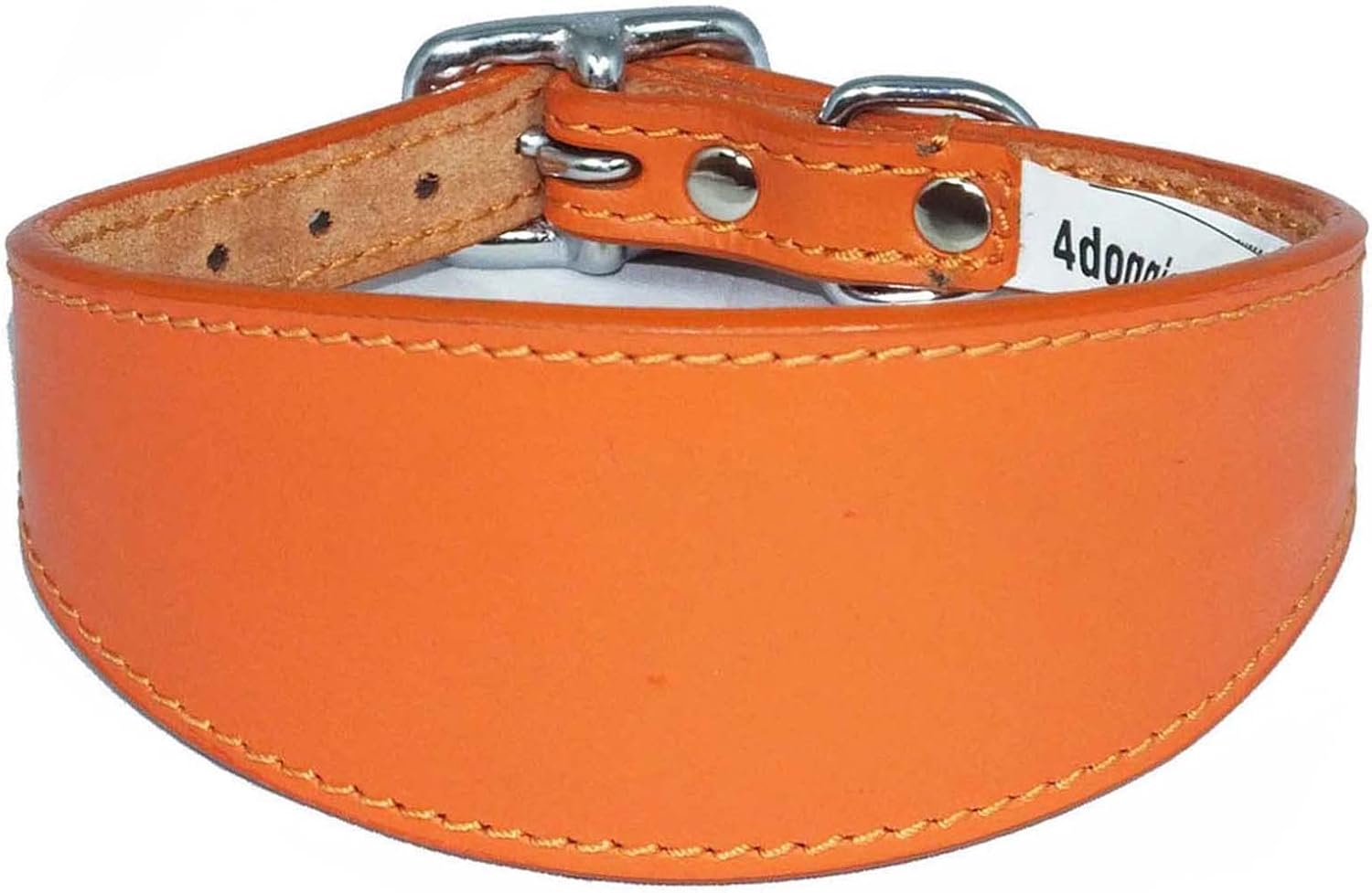 4doggies Whippet Leather Collar Suede Padded Backing to fit 11 - 13 Inch Neck 27-33 cm (Dark Blue)