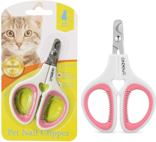 OneCut Pet Nail Clippers, Update Version Cat & Kitten Claw Nail Clippers for Trimming, Professional Pet Nail Clippers Best for a Cat, Puppy, Kitten & Small Dog (Pink) - Comfort Style