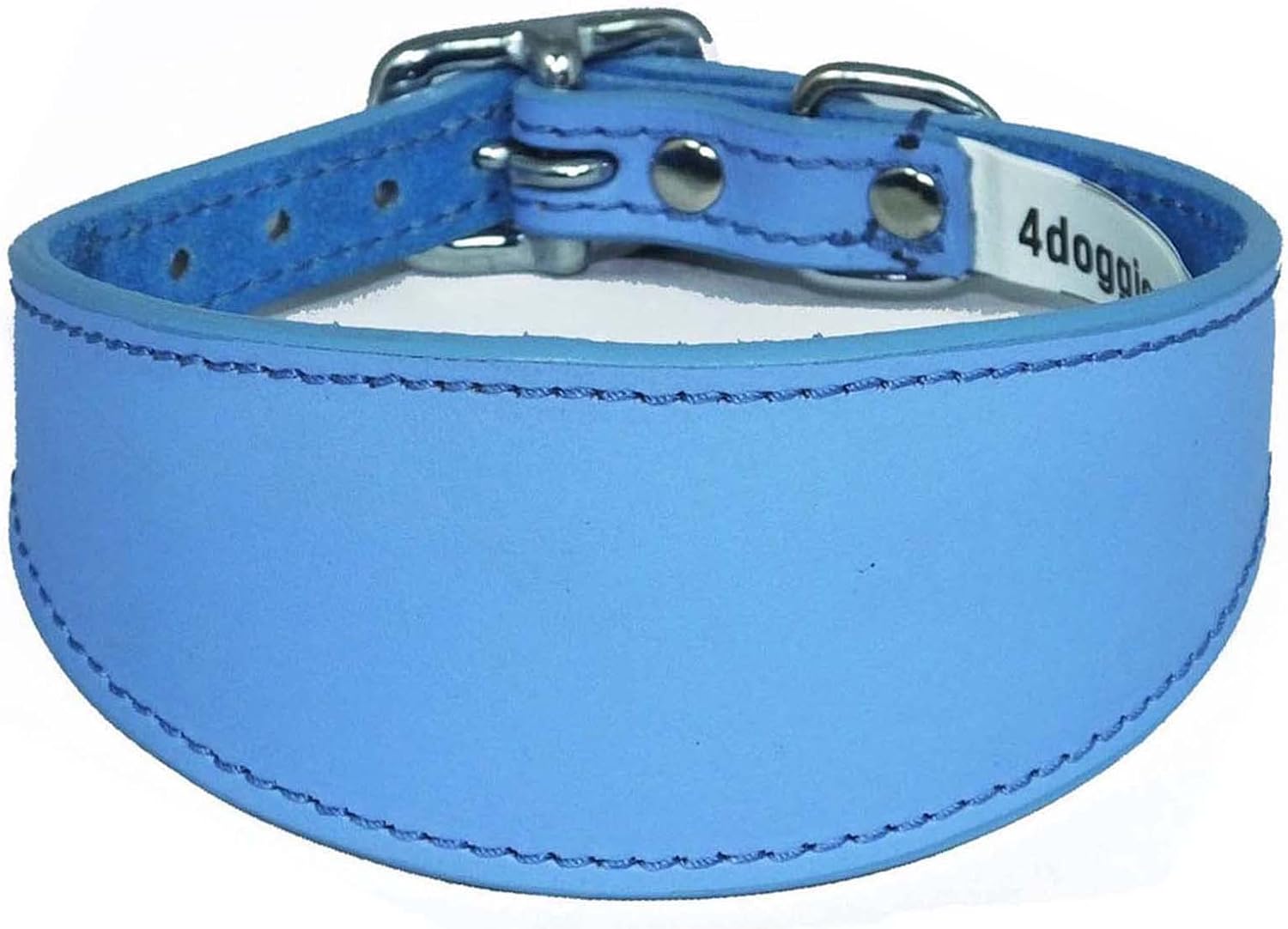 4doggies Whippet Leather Collar Suede Padded Backing to fit 11 - 13 Inch Neck 27-33 cm (Dark Blue)