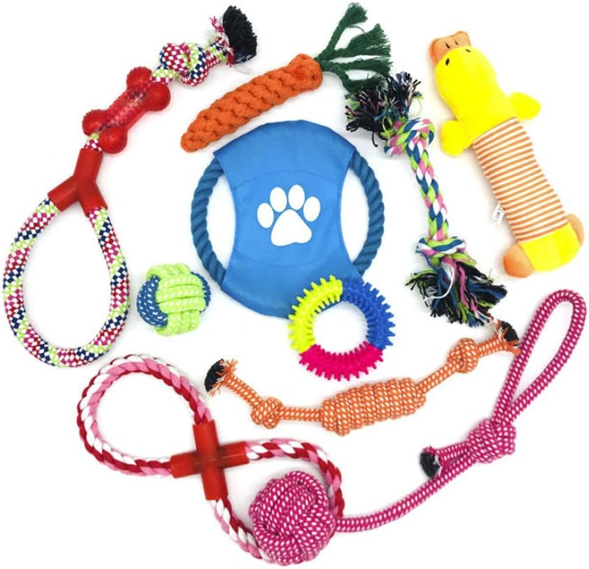 Wefine Dog Toys Puppy Chew Toys from 8 Weeks,Dog Rope Toys 100% Natural Cotton Rope for Small and Medium Dog (10 PCS) - Comfort Style