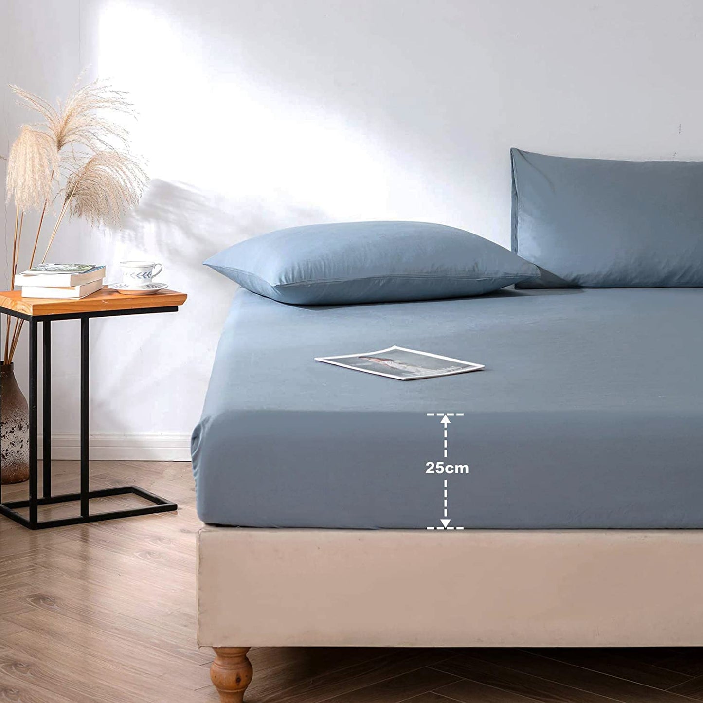 Fitted Sheet Bed Sheets 25CM Extra Deep Pocket Soft and Breathable Fitted Bedding Sheets