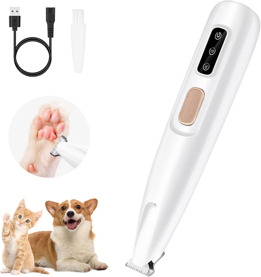 Mcbazel Pet Paws Trimmer with LED Light, Rechargeable Dog/Cat Hair Shaver Grooming Clipper,Waterproof Pet Razor for Eyes, Face, Ears, Small Areas