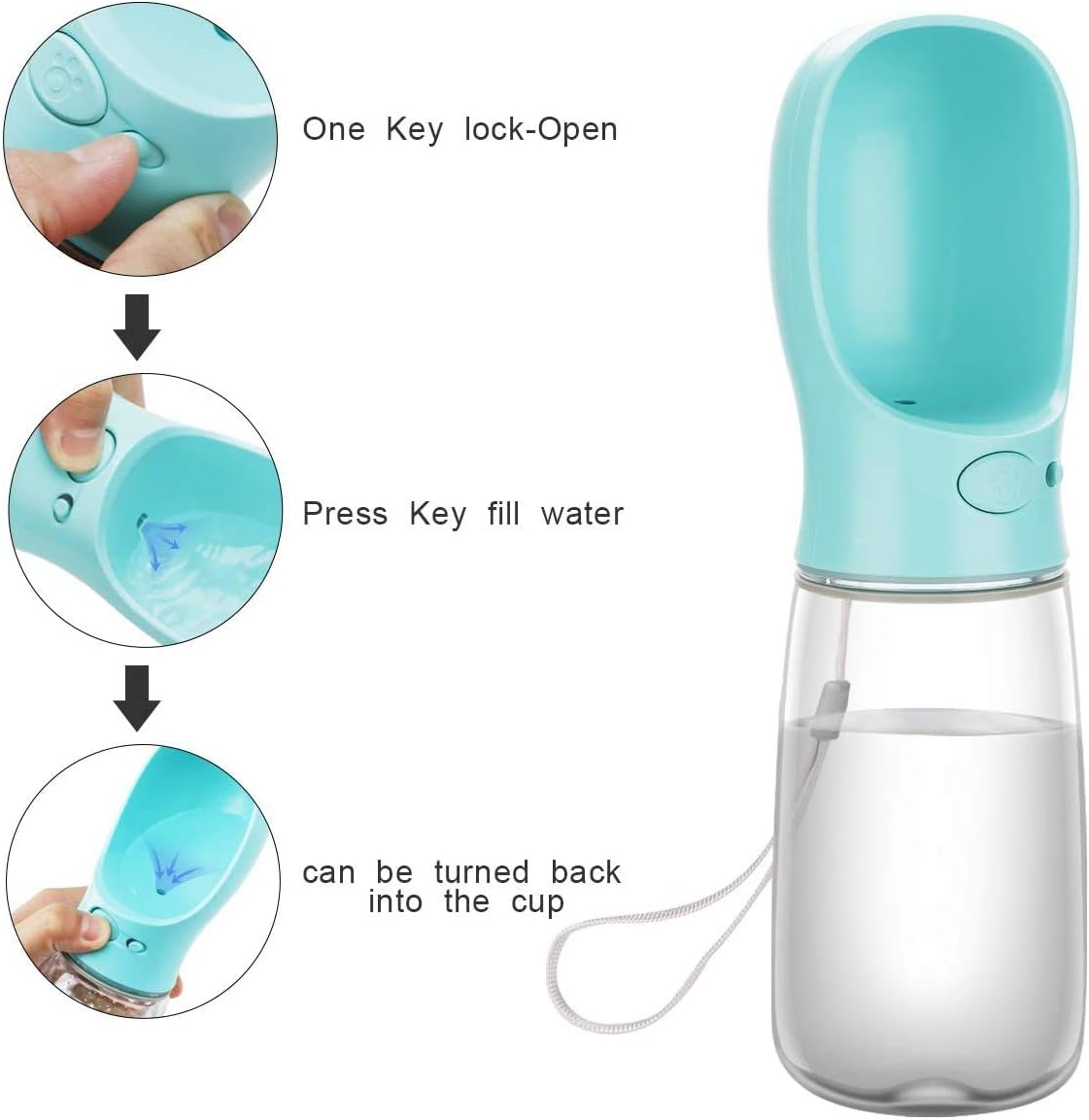 COTOP Portable Dog Water Bottle, 350/550ml Dog Walking Travel Bottle Puppy Water Leak Proof Drinking Dispenser Food Grade Dog Hot Water Drink Bottle, Pet Outdoor Drinking Cup Dog Gift