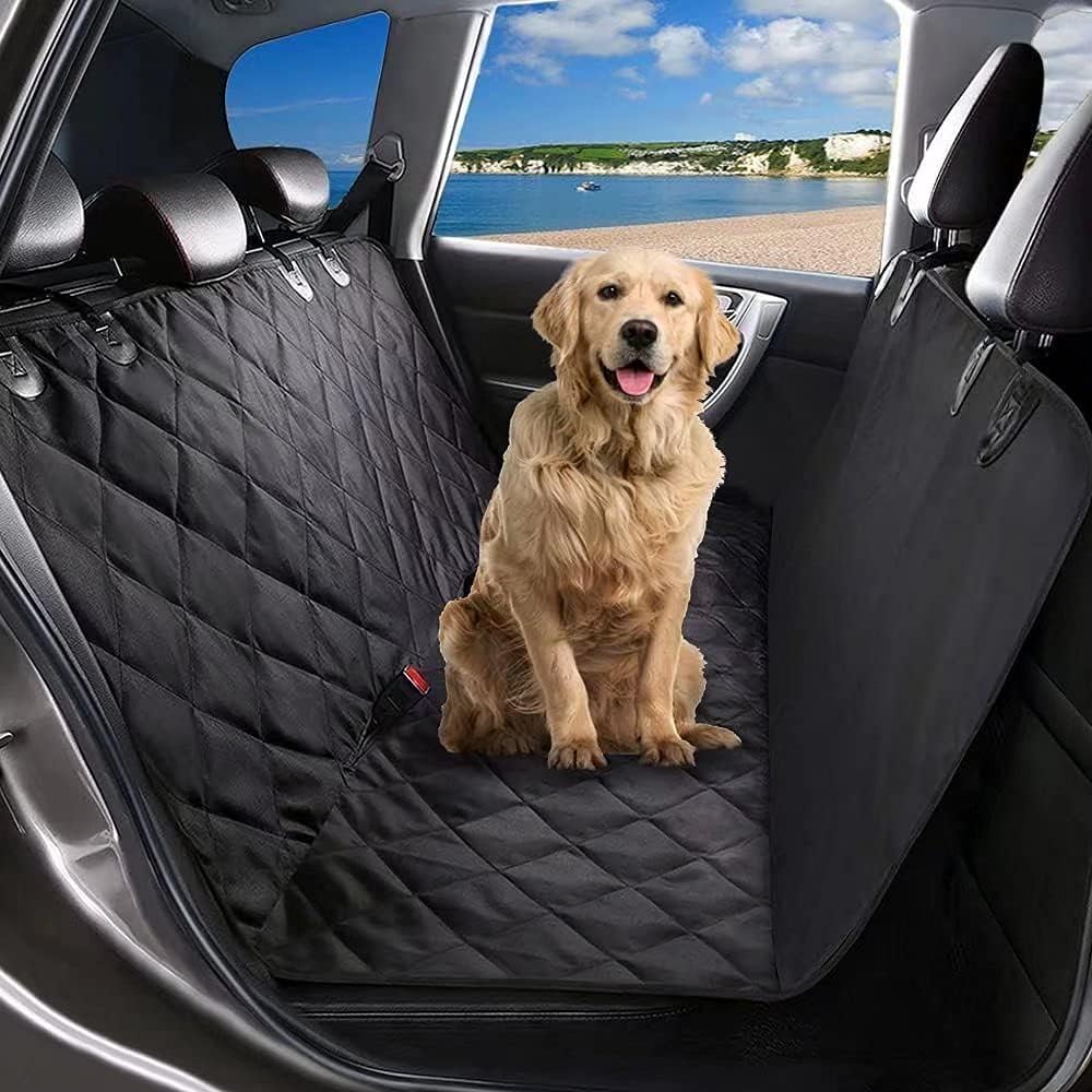 Petnice Pet Back Seat Covers, Waterproof Scratch Proof Nonslip Dog Travel Hammock with Seat Anchors for Cars Trucks SUV, Car Boot Liner - Comfort Style
