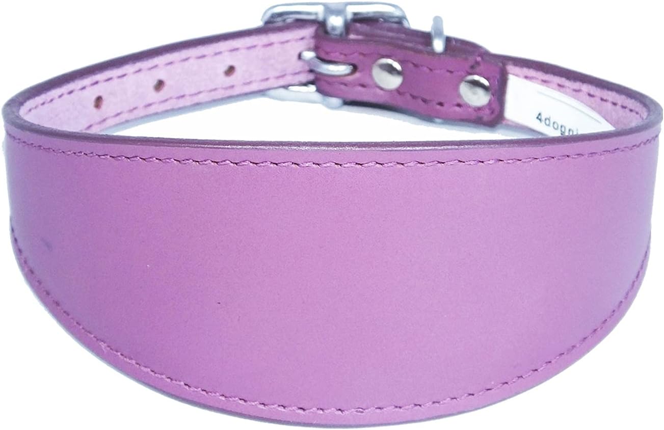 4doggies Whippet Leather Collar Suede Padded Backing to fit 11 - 13 Inch Neck 27-33 cm (Dark Blue)