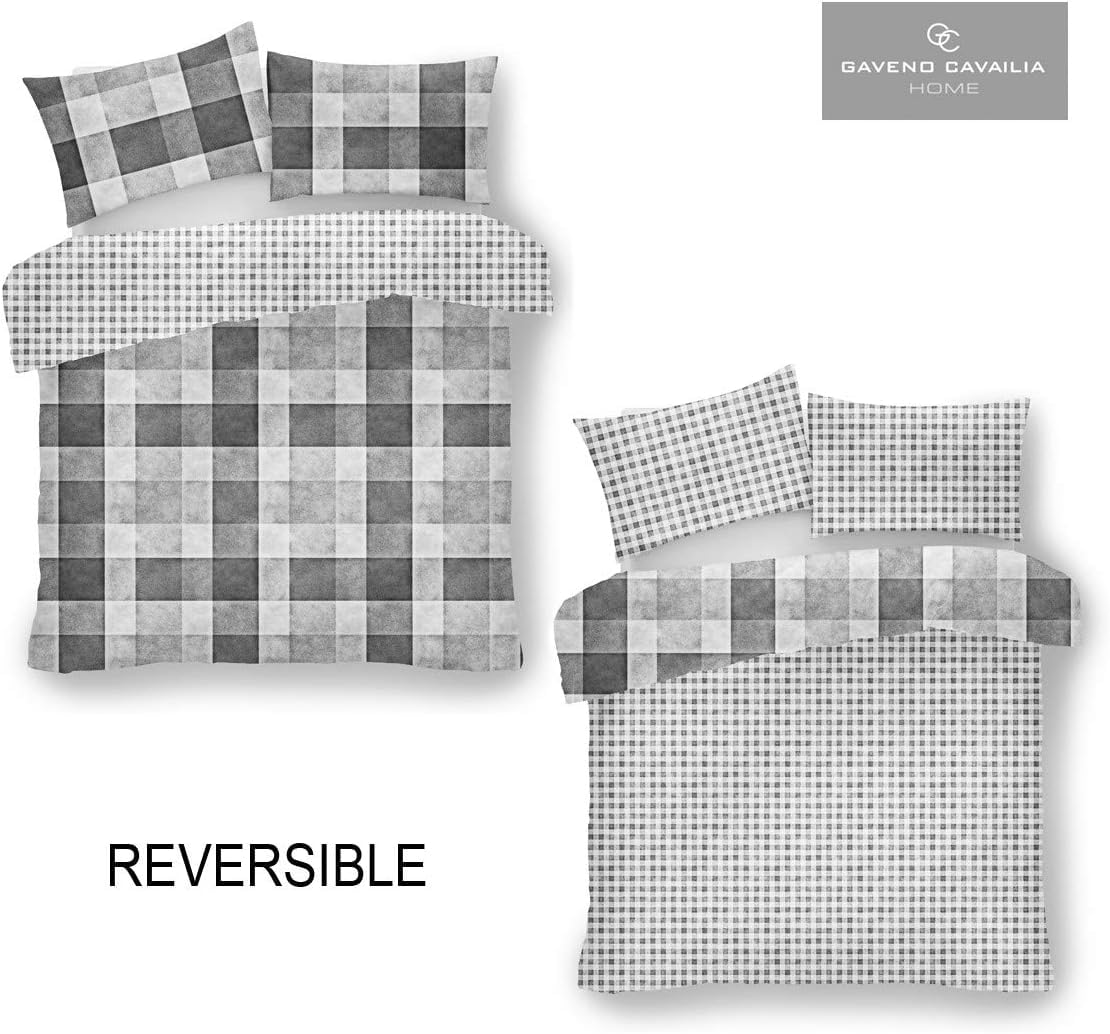 Gaveno Cavailia Luxury DENIM CHECK Bed Set with Duvet Cover and Pillow Cases, Polyester-Cotton - Comfort Style