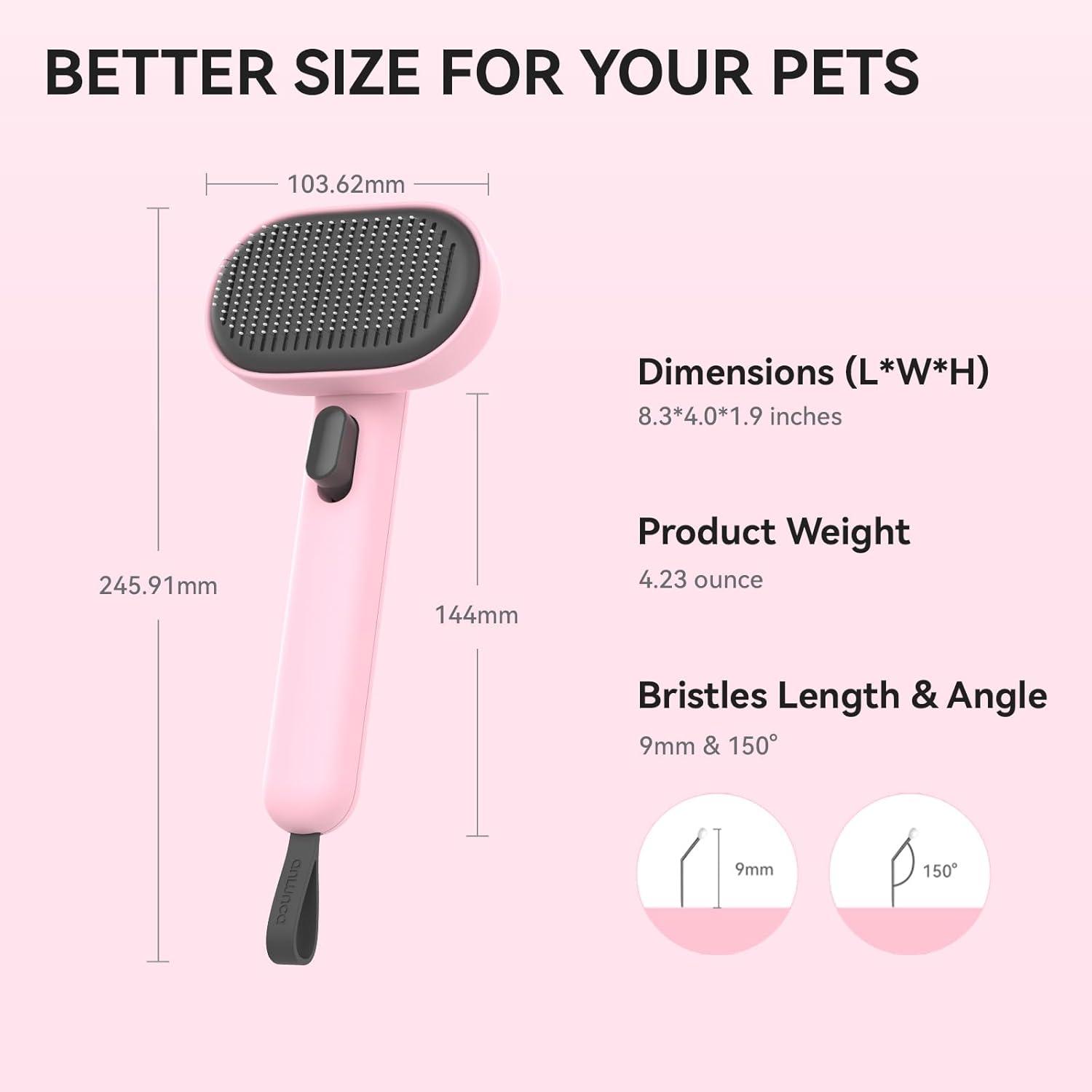 aumuca Cat Brush with Release Button, Cat Grooming Brush for Long or Short Haired Cats, Cat Hair Brush for Shedding Cat Comb for Pets Removing Loose Fur and Massage, White - Comfort Style