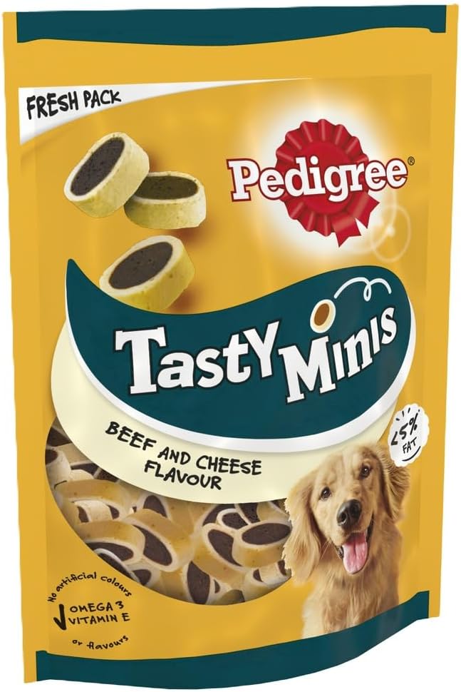 Pedigree Tasty Minis - Dog Treats, Chewy Cubes with Chicken and Duck Flavour - Training Treats, Pack of 8 (8 x 130 g) - Comfort Style
