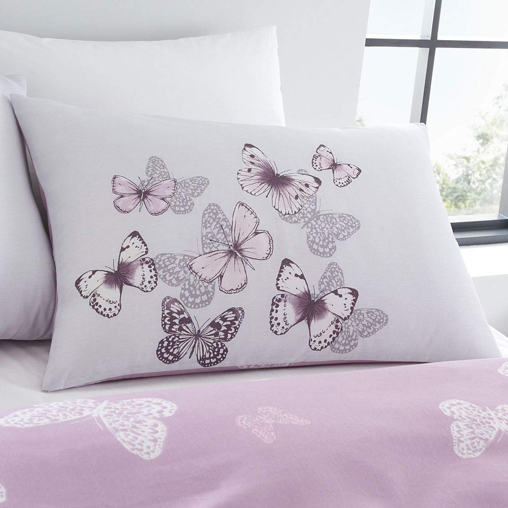 Catherine Lansfield Bedding Scatter Butterfly Duvet Cover Set with Pillowcases Heather - Comfort Style