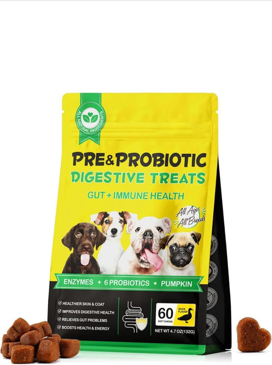 Medi Quick- Probiotics for Dogs - (60 chews) Digestive Care Chews - Dog Probiotics for Gut Health - Supports Digestive Function and Immune System - Advanced Formula for Canine Wellness - Comfort Style