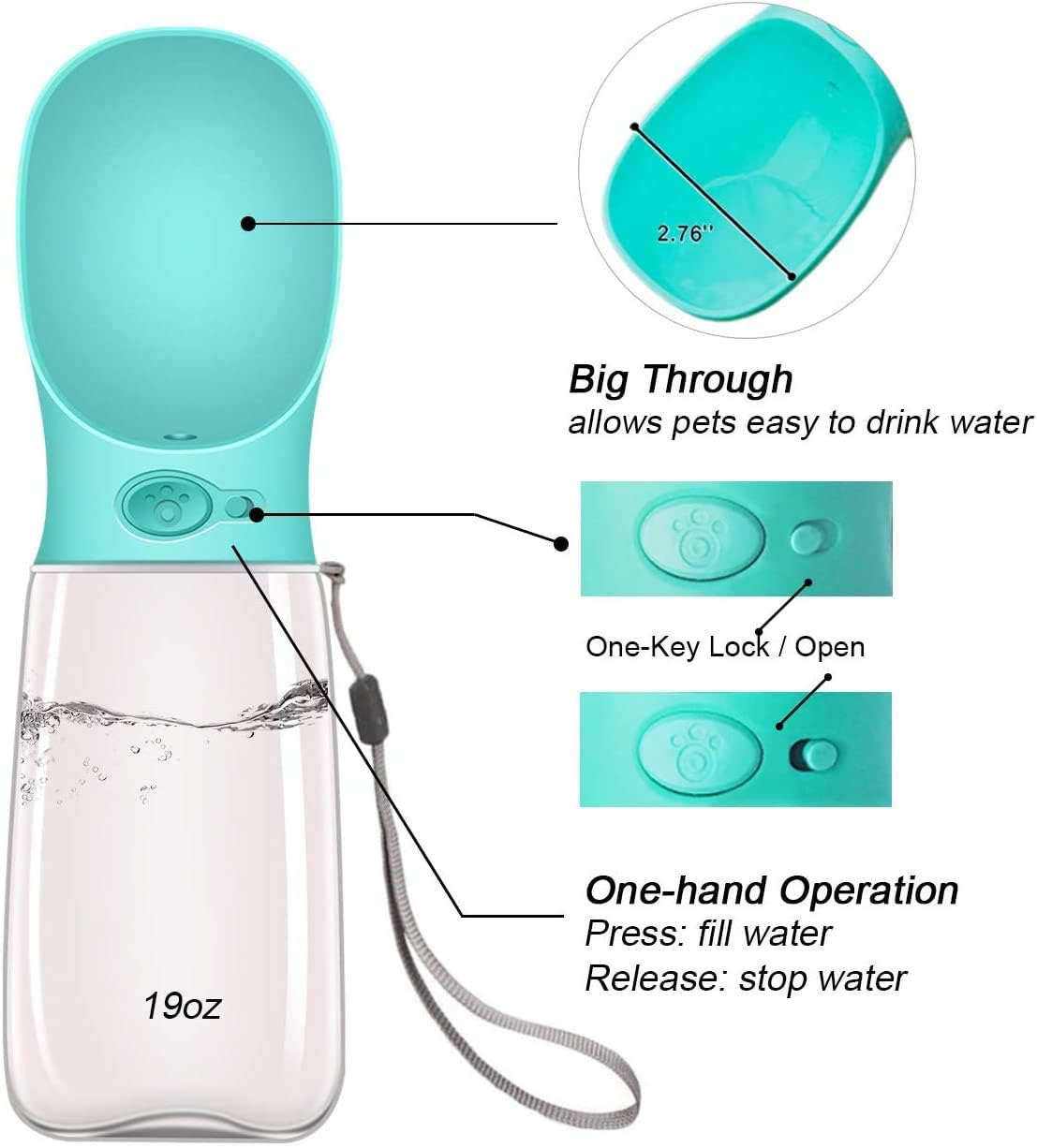 COTOP Portable Dog Water Bottle, 350/550ml Dog Walking Travel Bottle Puppy Water Leak Proof Drinking Dispenser Food Grade Dog Hot Water Drink Bottle, Pet Outdoor Drinking Cup Dog Gift