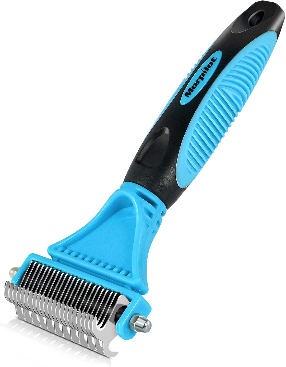 Morpilot Dog Brush Cat Brush Grooming Comb, 23+12 Double Sided Undercoat Rake Dematting Deshedding Tool for Long Hair Pets Cat Dog Slicker Shedding Brushes Efficiently Reduces Hair Loss by up to 90% - Comfort Style