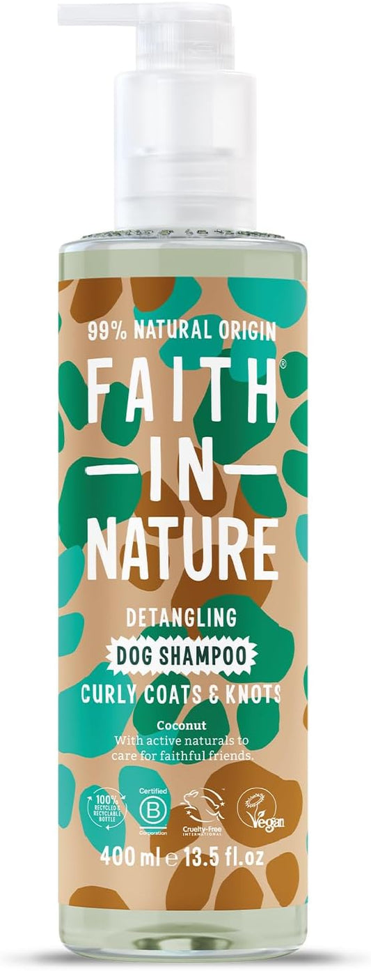 Faith In Nature Natural Coconut Dog Shampoo, Vegan & Cruelty Free, No SLS,Silicones or Parabens, Detangling, For Curly Coats, 400ml - Comfort Style