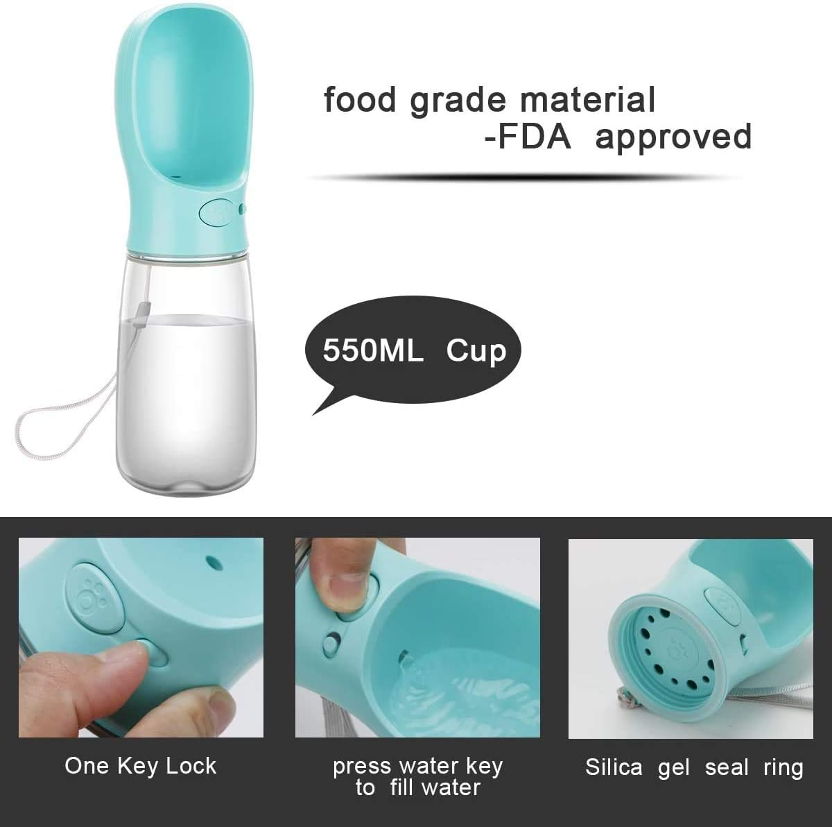 COTOP Portable Dog Water Bottle, 350/550ml Dog Walking Travel Bottle Puppy Water Leak Proof Drinking Dispenser Food Grade Dog Hot Water Drink Bottle, Pet Outdoor Drinking Cup Dog Gift