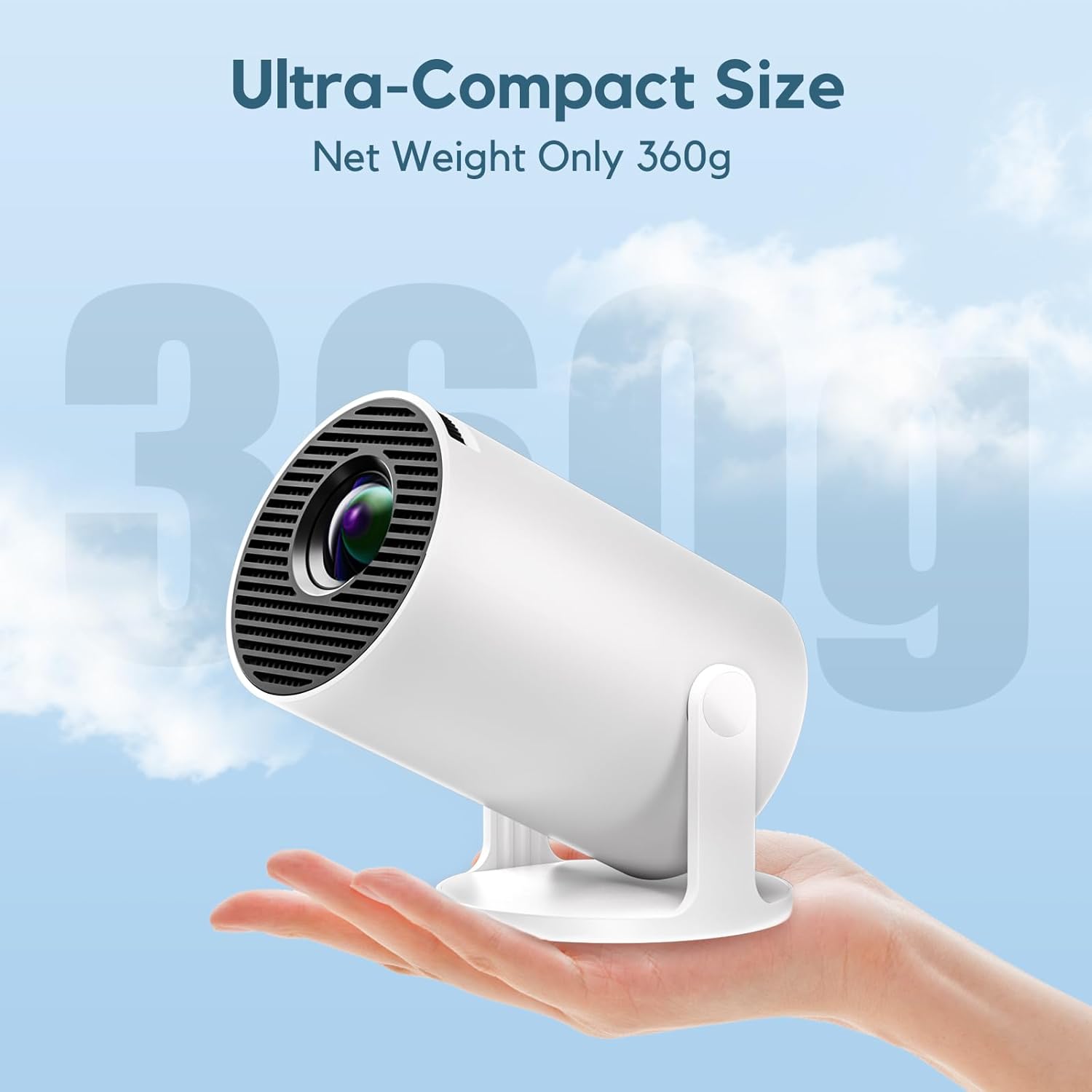 [Built-in Apps & Auto Keystone] AKIYO O2 Projector 2026 Upgraded 18000 Lumen with WiFi6 and Bluetooth 5.4, Mini Projector 1080P Full HD Supported, 180° Rotation Compatible with HDMI/USB/Laptop/PS5