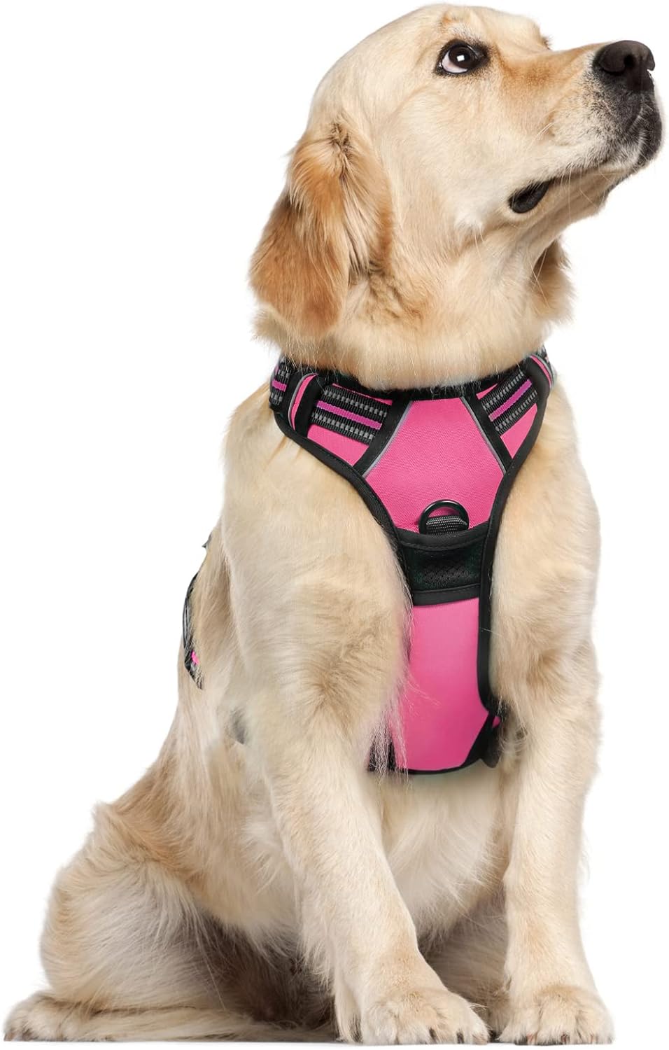 rabbitgoo Dog Harness Large Dog No Pull Pet Harness with 2 Leash Clips, Adjustable Soft Padded Pet Vest, Reflective No-Choke with Easy Control Handle for Training or Walking, Red, L - Comfort Style