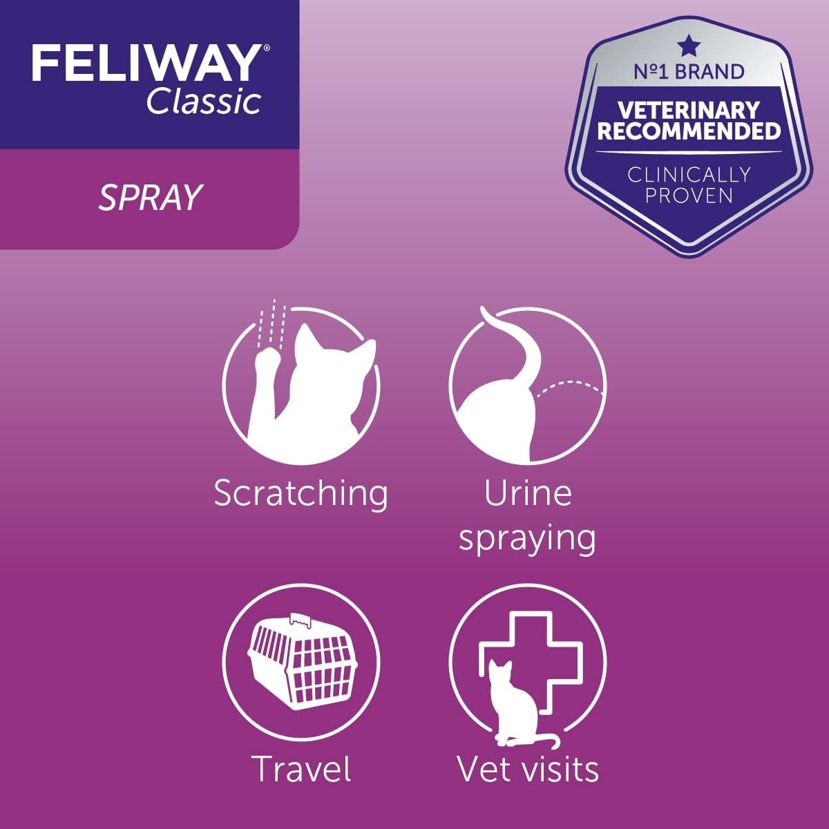 Feliway Classic 20ml Spray, 20ml Anxiety Relief Feliway Classic Pheromone Spray For Cats With Approximately 16 Uses, Calm Your Cat And Reduce Behavioural Issues And Stress With Feliway Classic - Comfort Style