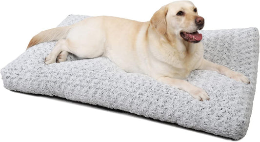 KSIIA Large Dog Bed Washable, Calming Dog Bed, Dog Crate Mattress with Non skid Bottom, Fluffy Anti Anxiety Dog Beds, Pet Beds Pillow Cushion for Dog, Dark Grey, 90x60x8cm - Comfort Style