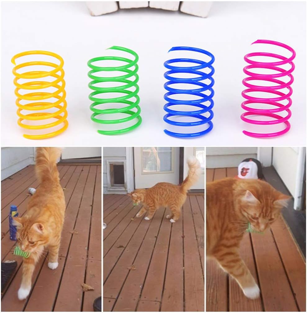 Andiker Cat Spring 12pcs, Cat Interactive Toy to Kill Time and Keep Fit Colorful Creative Toy Durable Soft Cat Activity Toy for Swatting, Biting, Hunting Kitten Toys - Comfort Style