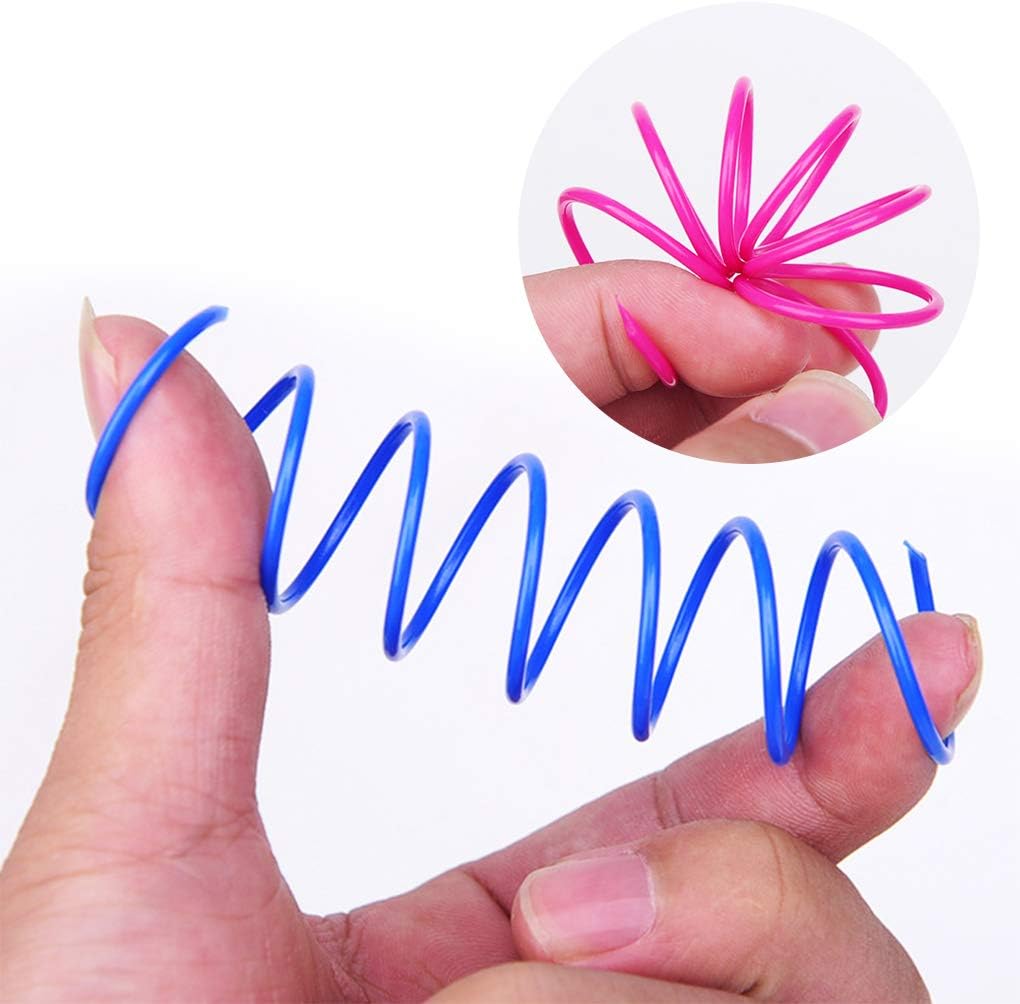 Andiker Cat Spring 12pcs, Cat Interactive Toy to Kill Time and Keep Fit Colorful Creative Toy Durable Soft Cat Activity Toy for Swatting, Biting, Hunting Kitten Toys - Comfort Style