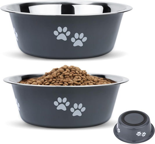 2 Pack Dog Bowls (1560ML), Stainless Steel Dog Bowls with Nonslip Silicone Bottom, Pet Feeding Bowls for Cat, Pups-Food and Water Bowls for Small Medium Large Dogs - Comfort Style