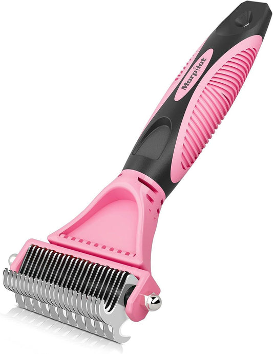 Morpilot Dog Brush Cat Brush Grooming Comb, 23+12 Double Sided Undercoat Rake Dematting Deshedding Tool for Long Hair Pets Cat Dog Slicker Shedding Brushes Efficiently Reduces Hair Loss by up to 90% - Comfort Style