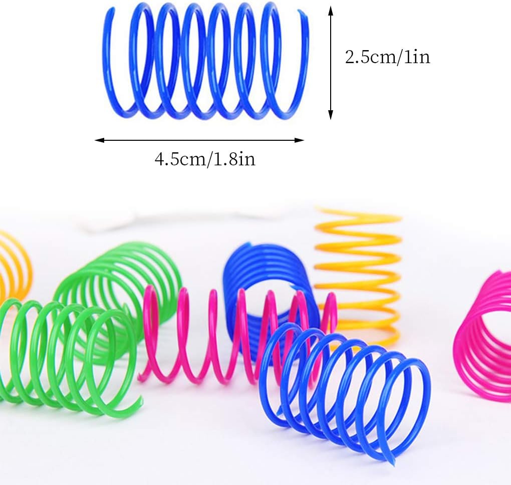 Andiker Cat Spring 12pcs, Cat Interactive Toy to Kill Time and Keep Fit Colorful Creative Toy Durable Soft Cat Activity Toy for Swatting, Biting, Hunting Kitten Toys - Comfort Style