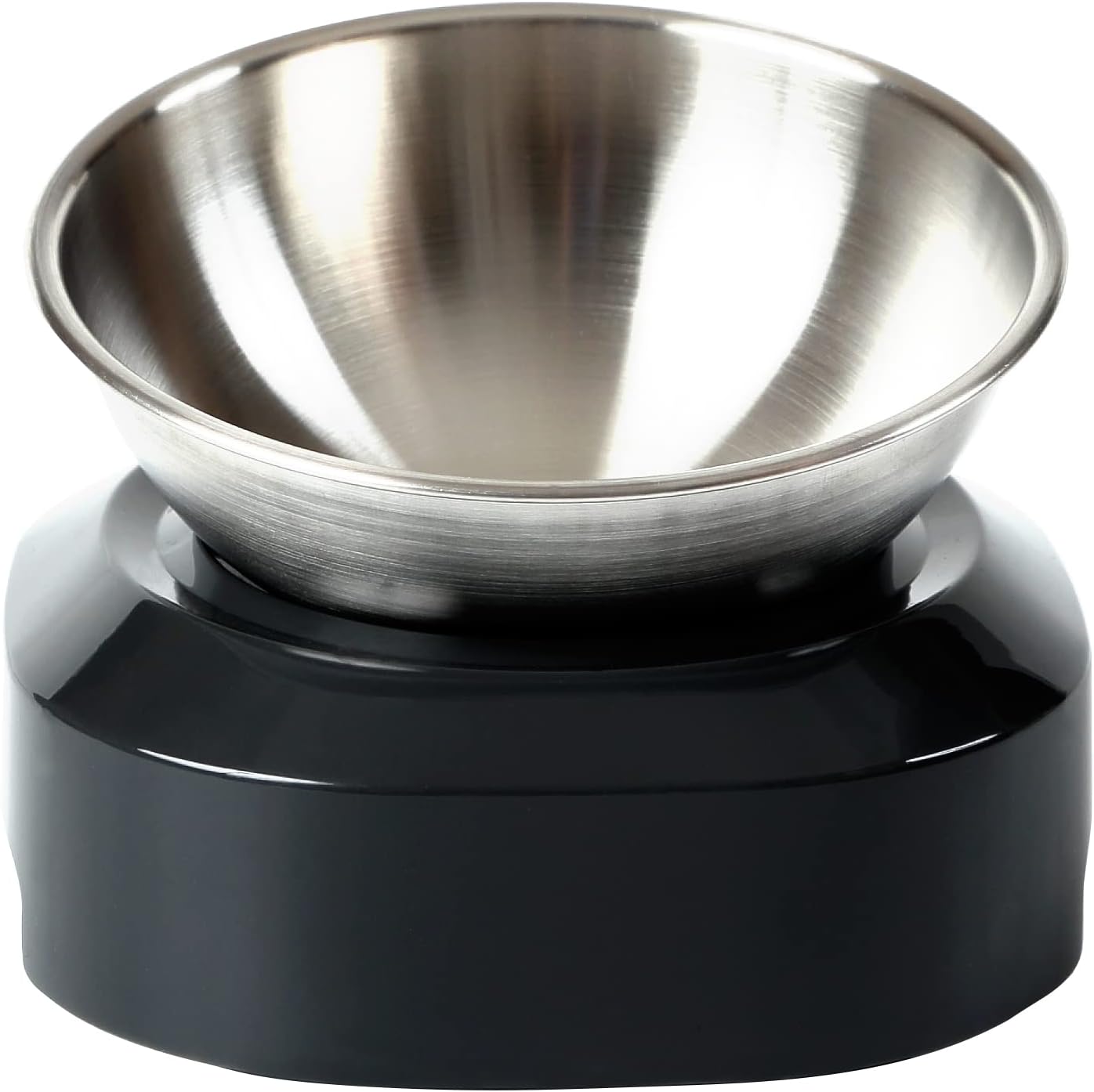 PewinGo Raised Cat Bowl with Stainless Steel, Easy to Clean & Non-Slip Silicone Mat Cat Feeder with 0 &15° Tilting Neck Protective Bowl for Pets, Cats and Puppies Food and Water Feeding - Comfort Style