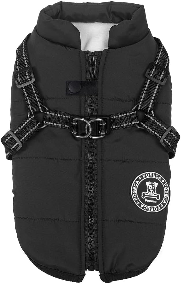 Poseca Dog Clothes for Small Dogs Dog Coat Waterproof Winter Jacket Warm Vest Dog Clothes Dog Coat Warm Winter Dog Jacket with Dog Harness for Small Medium Large Dogs - Comfort Style