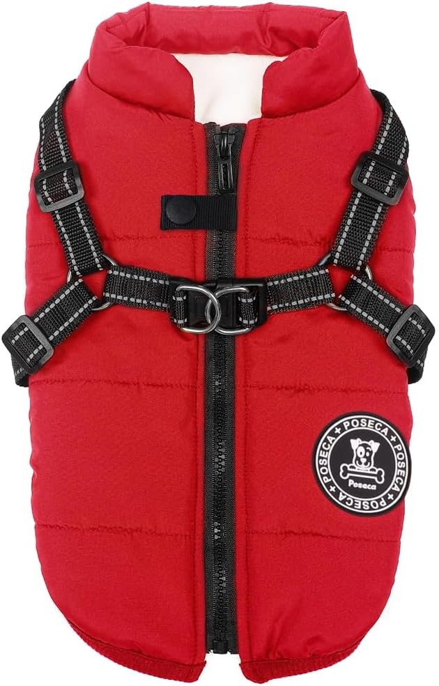 Poseca Dog Clothes for Small Dogs Dog Coat Waterproof Winter Jacket Warm Vest Dog Clothes Dog Coat Warm Winter Dog Jacket with Dog Harness for Small Medium Large Dogs - Comfort Style