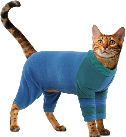 OUOBOB Sticky Hair Cat Clothes,Cat Recovery Suit Cat Pajamas for Cats Only, Sphynx Hairless Cats Sweater, Kitten Hair Sticky Onesie Cat Turtleneck, Anti-Licking or Skin Disease Recovery Suit for Cats - Comfort Style