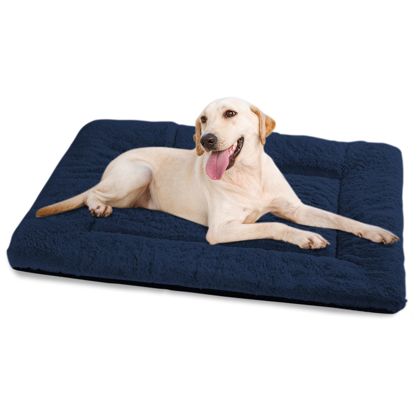 Baodan Washable Dog Bed for Medium Large Dogs Cats, Soft Dog Crate Mattress Mat, Fluffy Comfortable Pet Beds Pad Cushion- XL 106x71 cm, Grey
