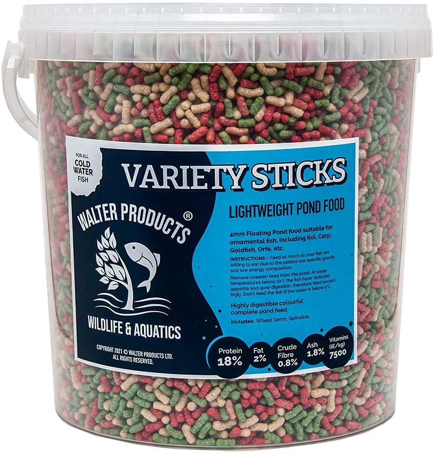 Walters Variety Super Mix (5L Tub) | Pond Fish Food for Goldfish, Koi and all Cold Water Pond Fish | Nutritional Floating Fish Food Pond Pellets and Sticks in Stay Fresh EasyTubs - Comfort Style
