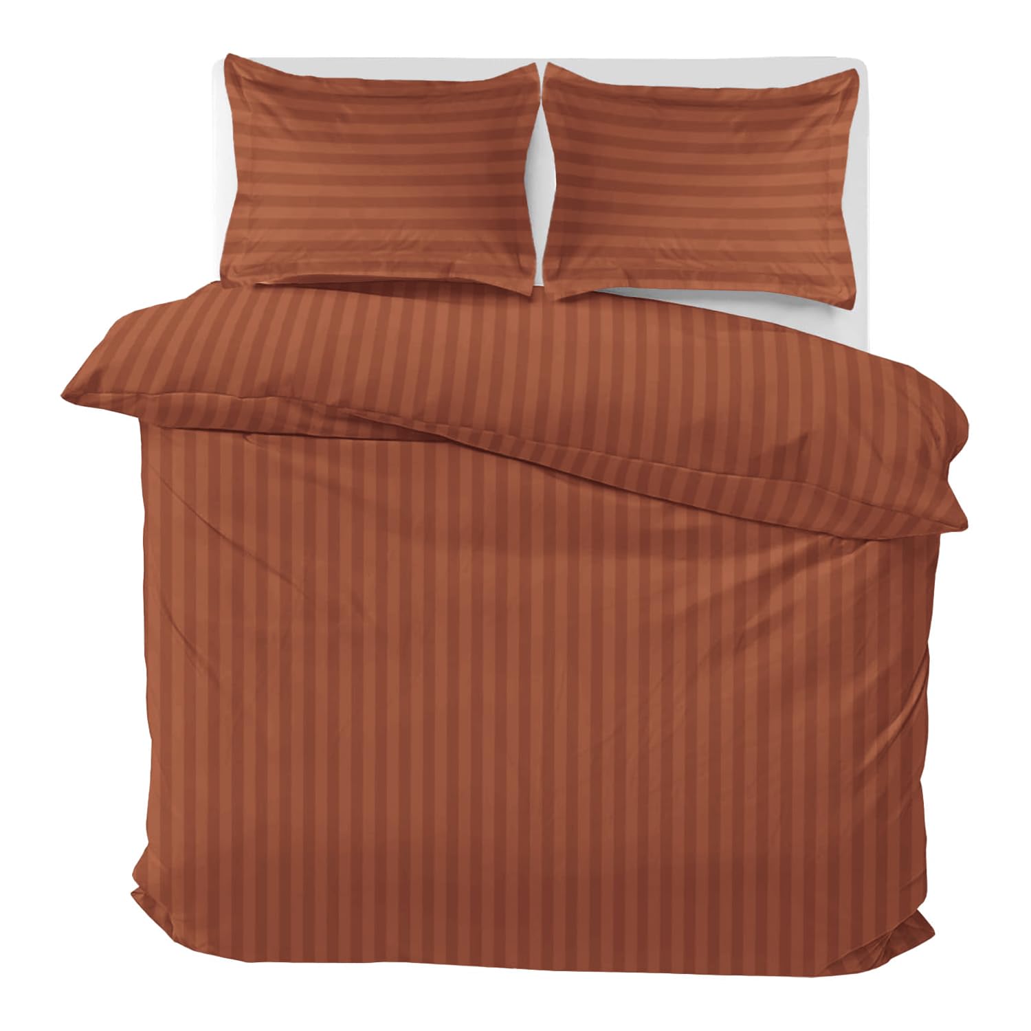 MOONLIGHT20015 Duvet Set Reversible Stripes Satin Double Bedding Set with 2 Pillowcases Soft Hypoallergenic Duvet Cover - Comfort Style