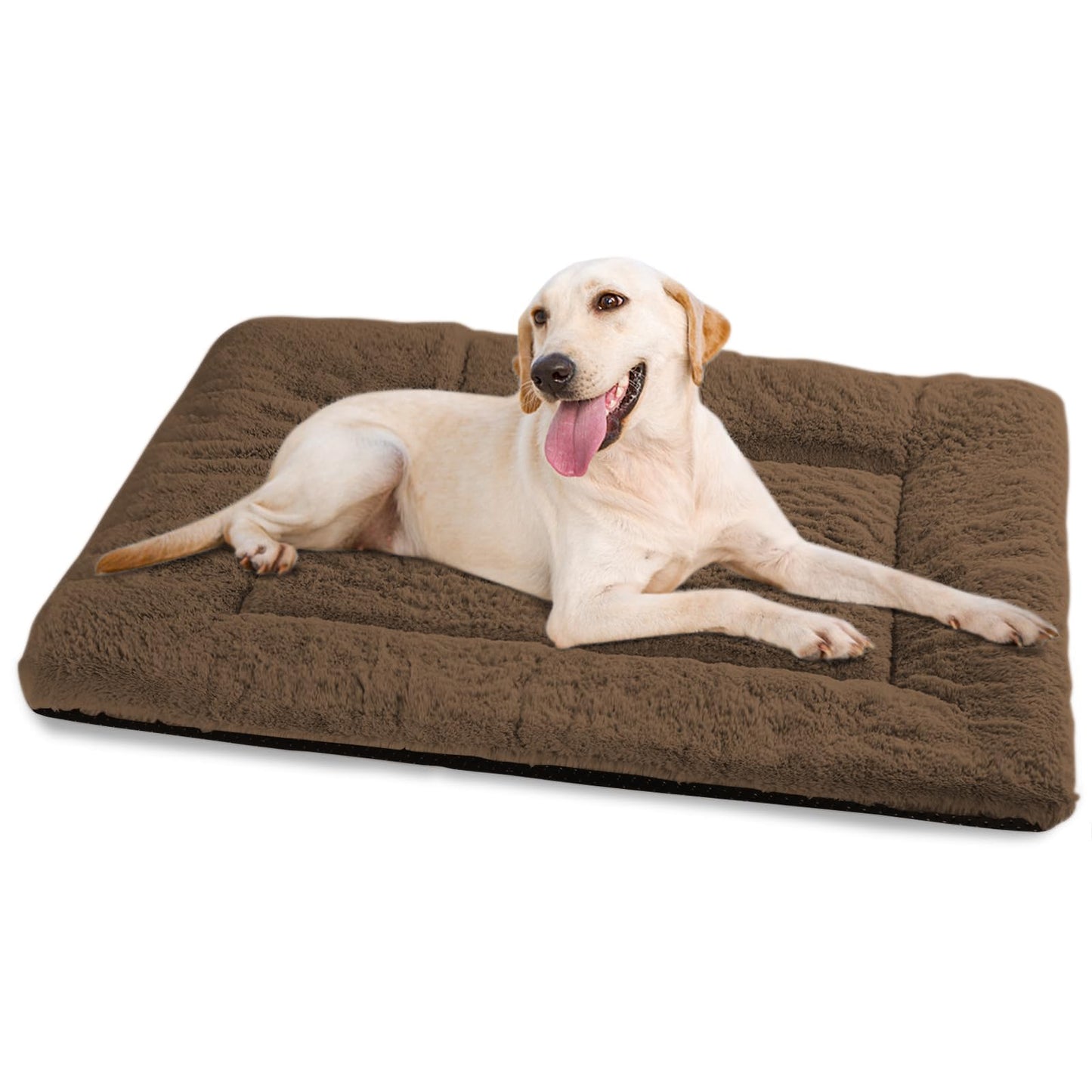 Baodan Washable Dog Bed for Medium Large Dogs Cats, Soft Dog Crate Mattress Mat, Fluffy Comfortable Pet Beds Pad Cushion- XL 106x71 cm, Grey
