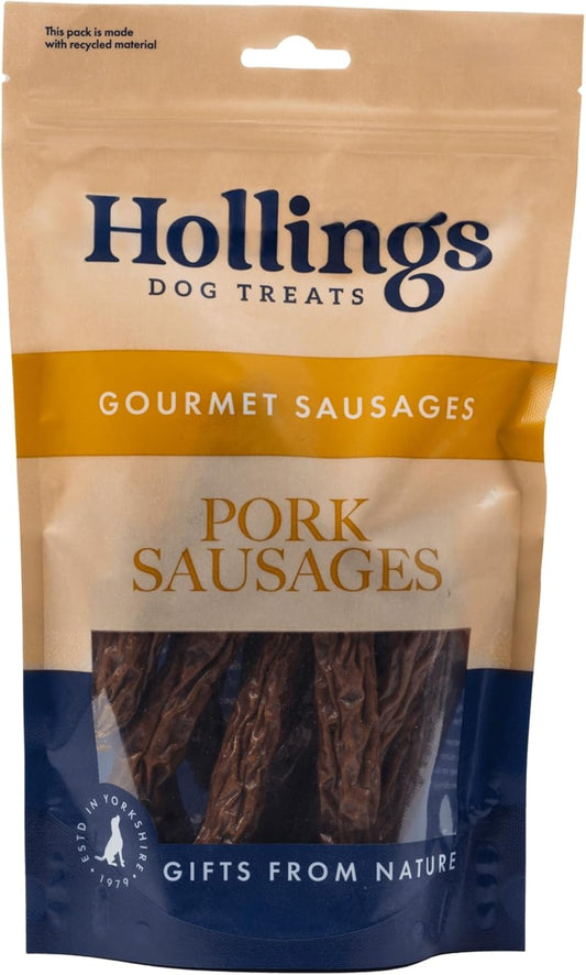 Hollings Pork Sausages Dog Treats, Delicious, Nutritious Air Dried Chews for Adult Dogs, 100% Gluten Free & Made with 100% Natural Ingredients (1kg)